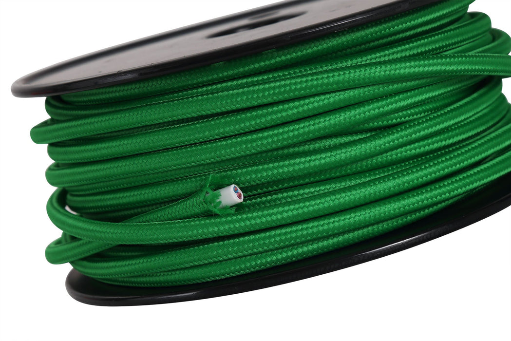 Deco Cavo 1m Blue Green Braided 2 Core 0.75mm Cable VDE Approved (qty ordered will be supplied as one continuous length) • D0529