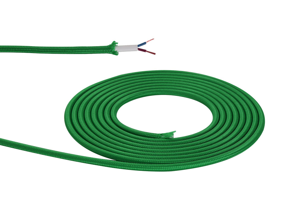 Deco Cavo 1m Blue Green Braided 2 Core 0.75mm Cable VDE Approved (qty ordered will be supplied as one continuous length) • D0529