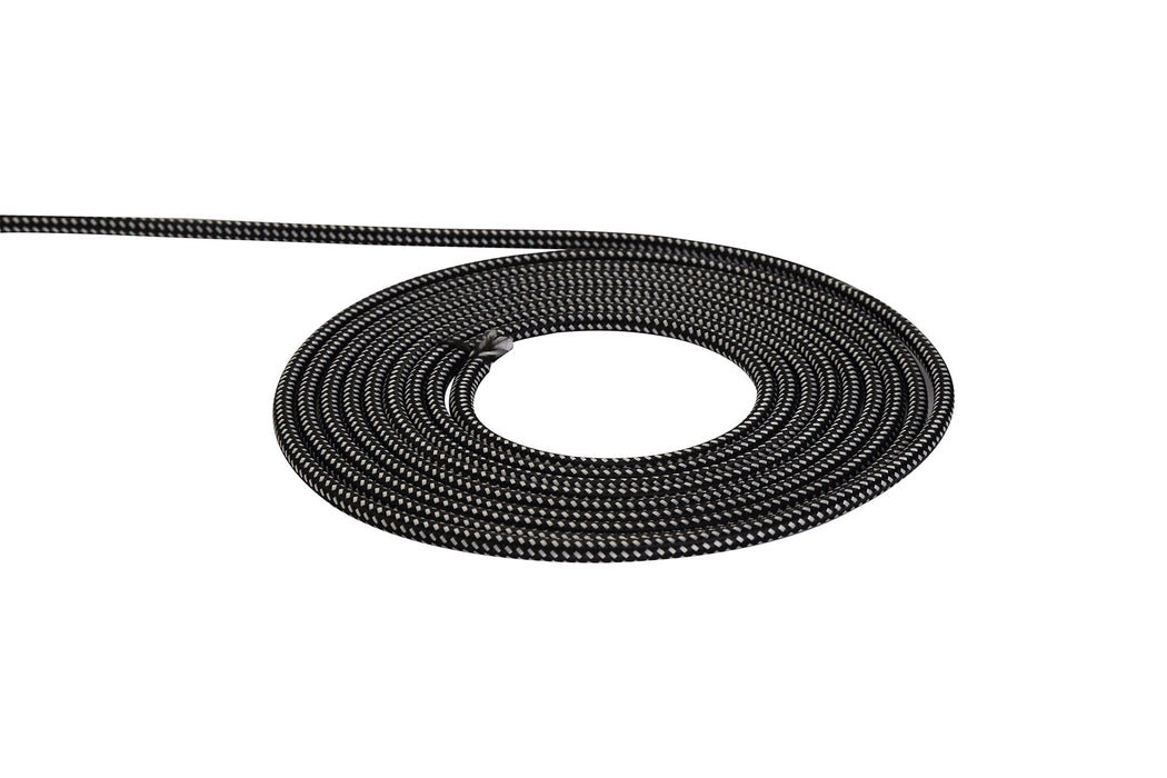 Deco Cavo 1m Black & White Spot Braided 2 Core 0.75mm Cable VDE Approved (qty ordered will be supplied as one continuous length) • D0531