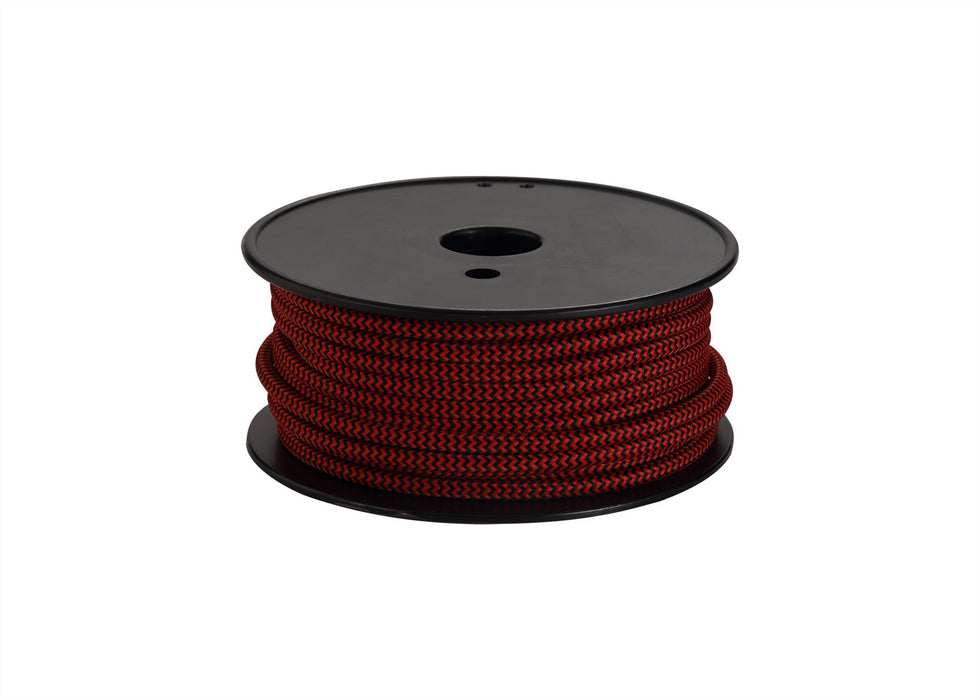 Deco Cavo 1m Red & Black Wave Stripes Braided 2 Core 0.75mm Cable VDE Approved (qty ordered will be supplied as one continuous length) • D0533