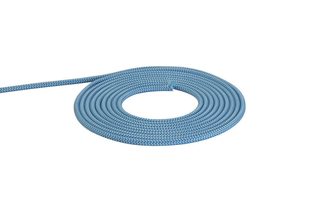 Deco Cavo 1m Blue & White Wave Stripes Braided 2 Core 0.75mm Cable VDE Approved (qty ordered will be supplied as one continuous length) • D0534