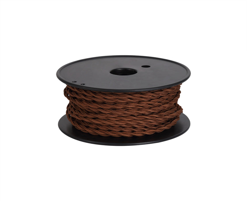 Deco Cavo 1m Red Brown Braided Twisted 2 Core 0.75mm Cable VDE Approved (qty ordered will be supplied as one continuous length) • D0536