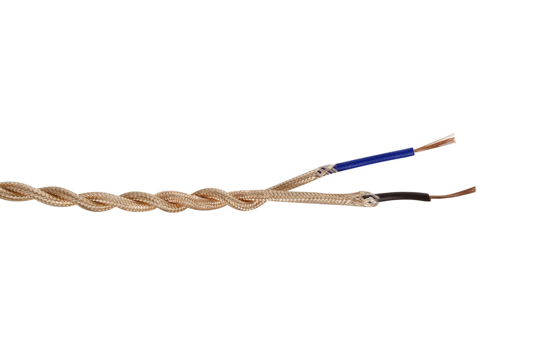 Deco Cavo 1m Rose Gold Braided Twisted 2 Core 0.75mm Cable VDE Approved (qty ordered will be supplied as one continuous length) • D0537