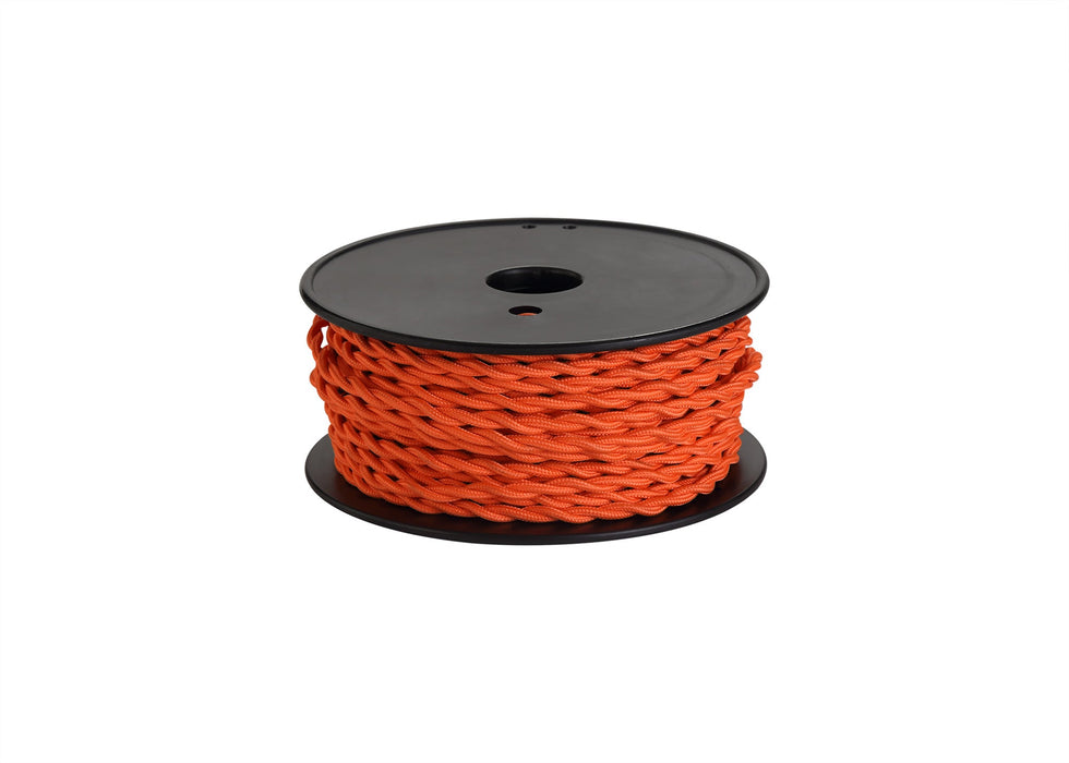Deco Cavo 1m Orange Braided Twisted 2 Core 0.75mm Cable VDE Approved (qty ordered will be supplied as one continuous length) • D0538