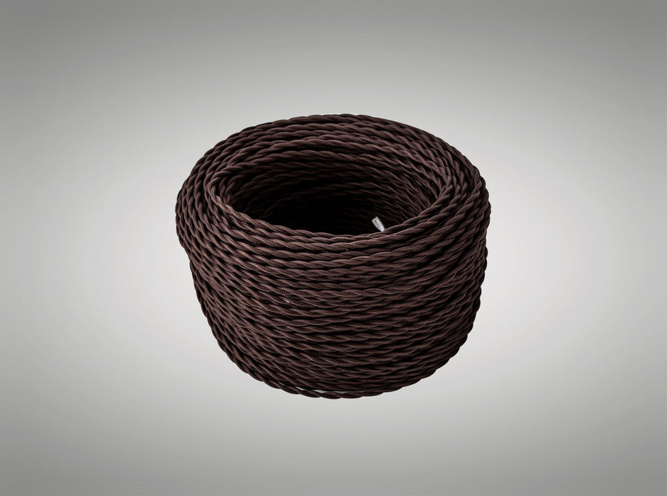 Deco Cavo 1m Dark Brown Braided Twisted 2 Core 0.75mm Cable VDE Approved (qty ordered will be supplied as one continuous length) • D0658