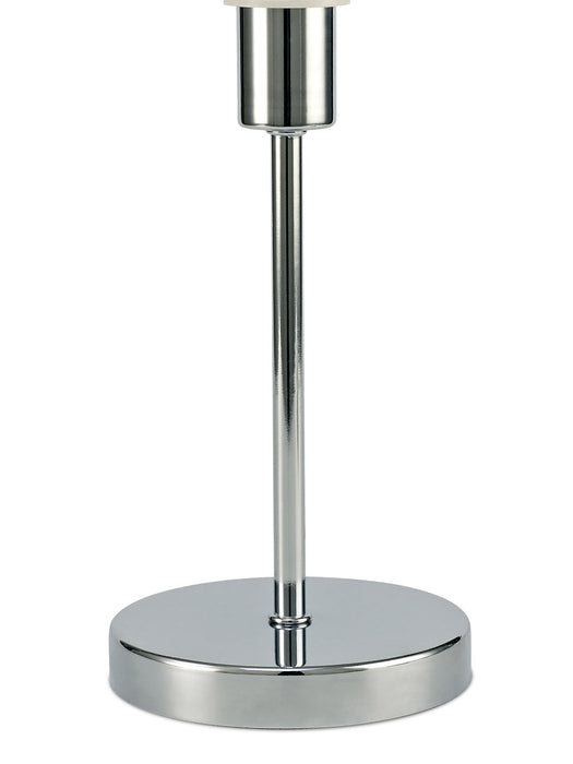 Deco Cedar Round Base Small Table Lamp Without Shade, Inline Switch, 1 Light E14 Polished Chrome • D0363