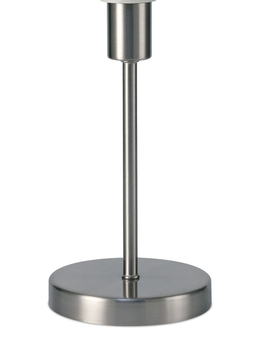 Deco Cedar Round Base Small Table Lamp Without Shade, Inline Switch, 1 Light E14 Satin Nickel • D0365