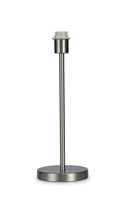Deco Cedar Round Base Medium Table Lamp Without Shade, Inline Switch, 1 Light E27 Satin Nickel • D0368