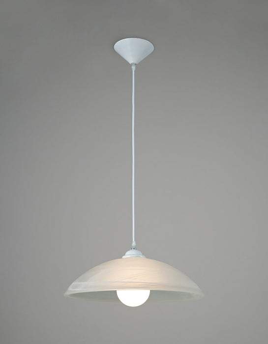 Deco Chester 1 Light E27 Pendant, Frosted Alabaster Glass With White Suspension Kit • D0394
