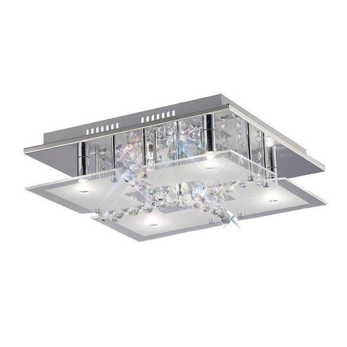 Diyas Chisora Square Ceiling 5 Light G9 Polished Chrome/Glass/Crystal • IL31301