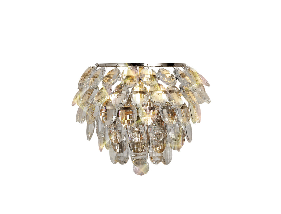 Diyas Coniston Wall Lamp, 1 Light E14, Polished Chrome/Crystal • IL32806
