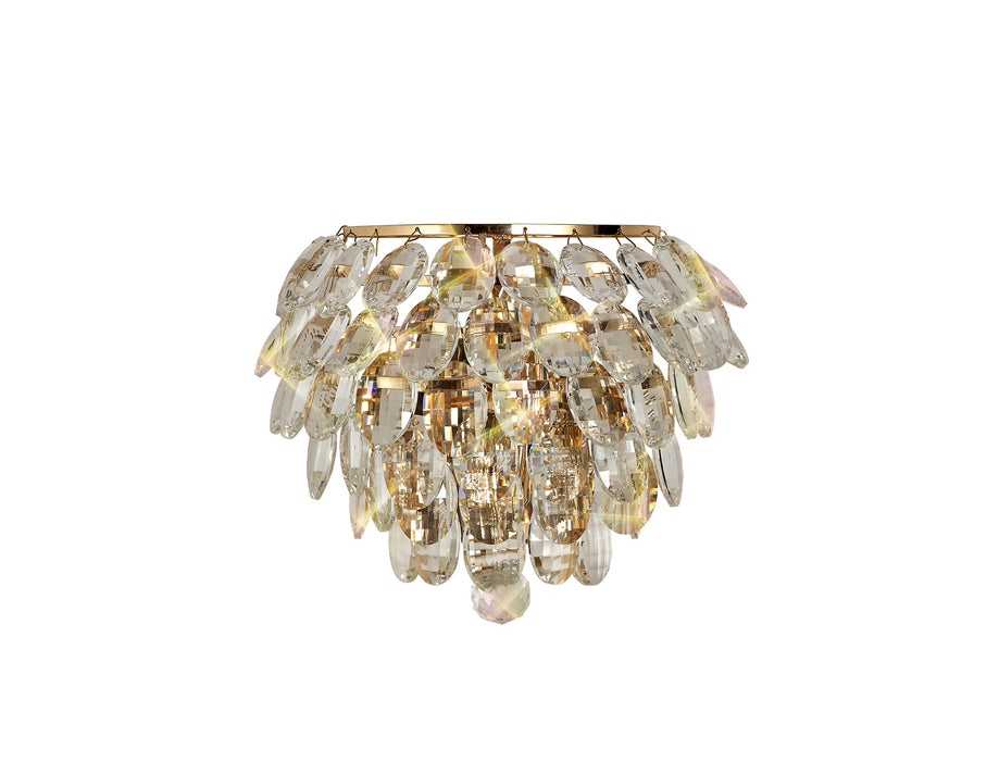 Diyas Coniston Wall Lamp, 1 Light E14, French Gold/Crystal • IL32807