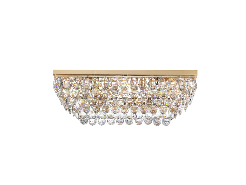 Diyas Coniston Linear Flush Ceiling, 5 Light E14, French Gold/Crystal • IL32826