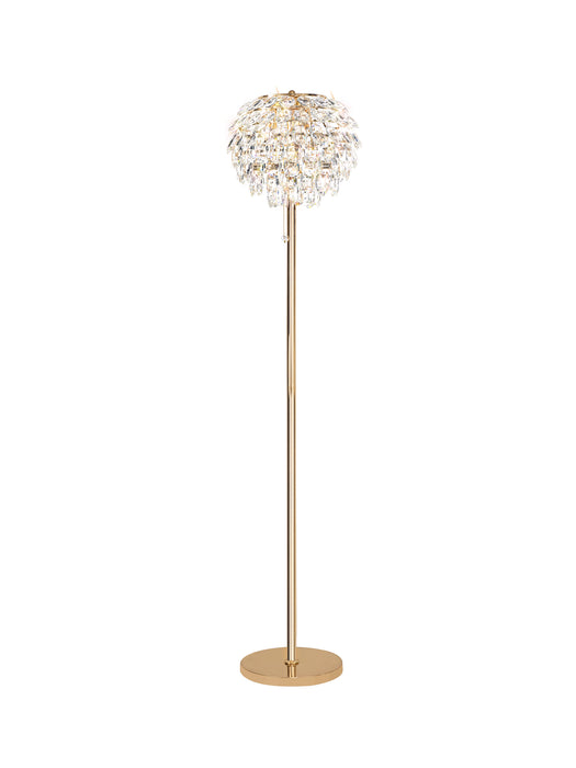 Diyas Coniston Floor Lamp, 3 Light E14, French Gold/Crystal • IL32837