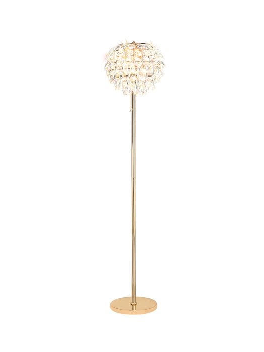 Diyas Coniston Floor Lamp, 3 Light E14, French Gold/Crystal • IL32837