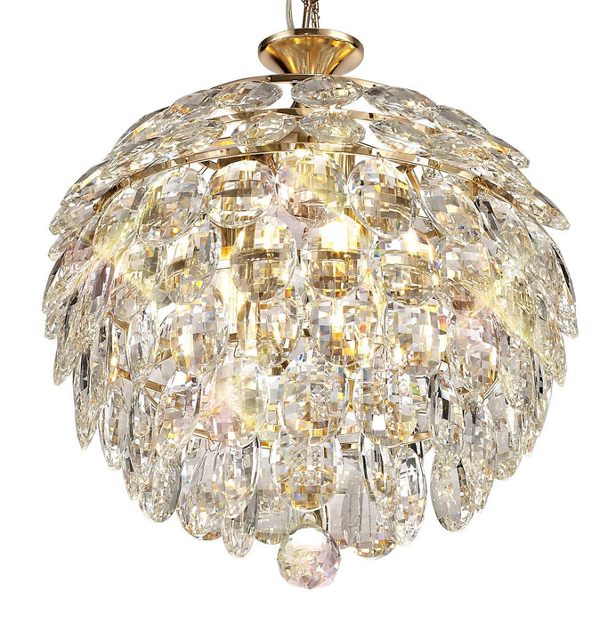 Diyas Coniston Pendant, 3 Light E14, French Gold/Crystal • IL32803