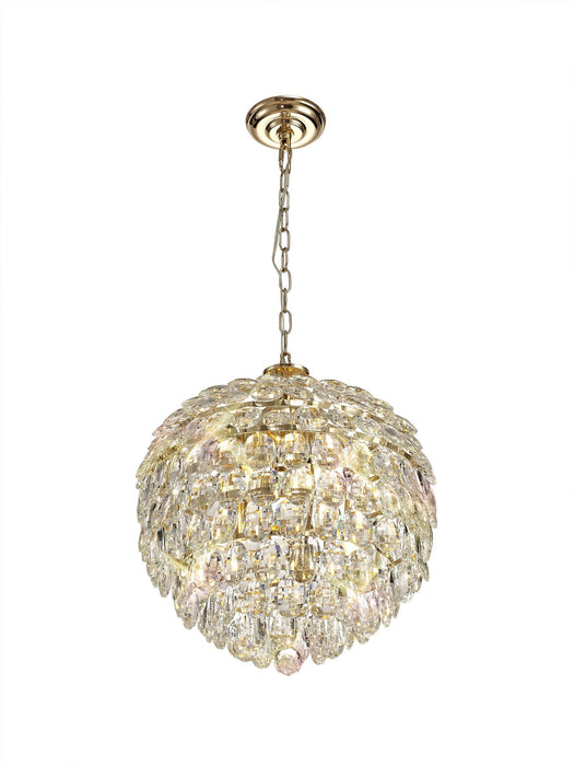 Diyas Coniston Pendant, 6 Light E14, French Gold/Crystal • IL32804