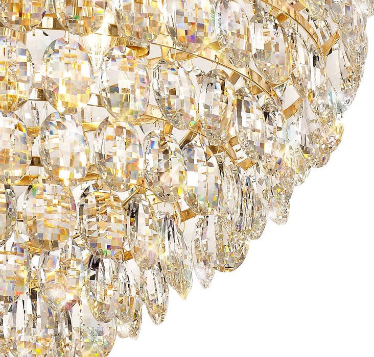 Diyas Coniston Pendant, 12 Light E14, French Gold/Crystal Item Weight: 20.4kg • IL32810