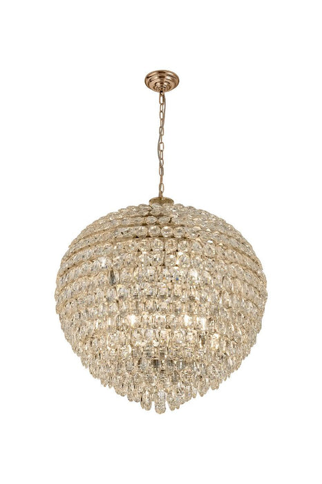 Diyas Coniston Pendant, 16 Light E14, French Gold/Crystal Item Weight: 46kg • IL32811