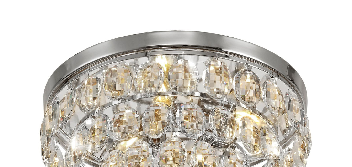Diyas Coniston Flush Ceiling, 3 Light E14, Polished Chrome/Crystal • IL32812