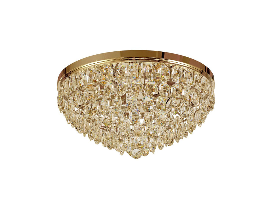 Diyas Coniston Flush Ceiling, 6 Light E14, French Gold/Crystal • IL32817
