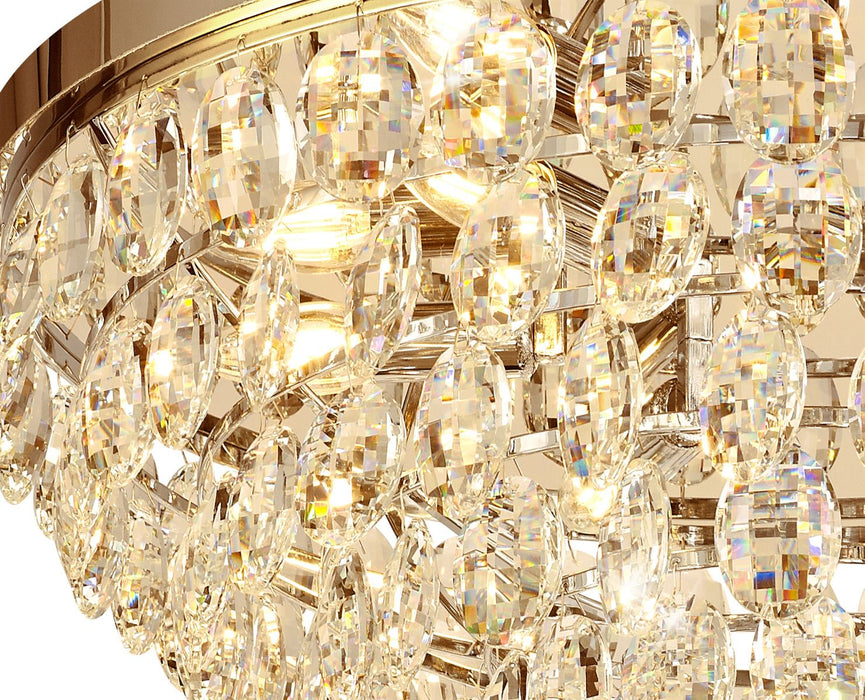 Diyas Coniston Flush Ceiling, 6 Light E14, French Gold/Crystal • IL32817