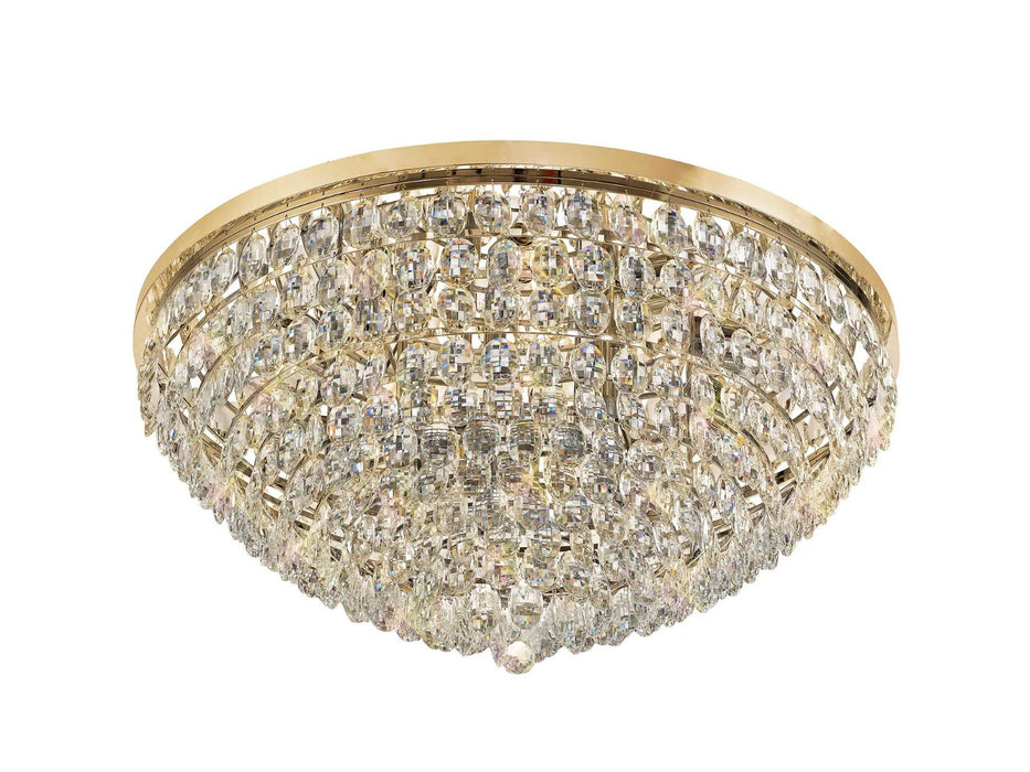 Diyas Coniston Flush Ceiling, 15 Light E14, French Gold/Crystal Item Weight: 35.4kg • IL32819