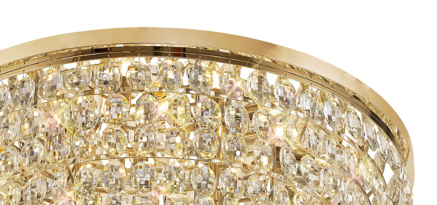 Diyas Coniston Flush Ceiling, 15 Light E14, French Gold/Crystal Item Weight: 35.4kg • IL32819