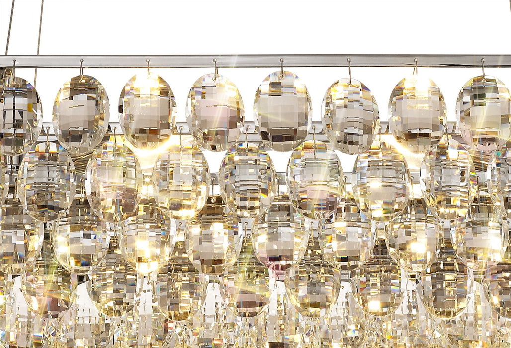 Diyas Coniston Linear Pendant, 8 Light E14, Polished Chrome/Crystal Item Weight: 15.7kg • IL32820