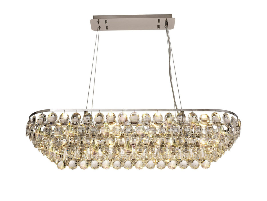 Diyas Coniston Linear Pendant, 8 Light E14, Polished Chrome/Crystal Item Weight: 15.7kg • IL32820