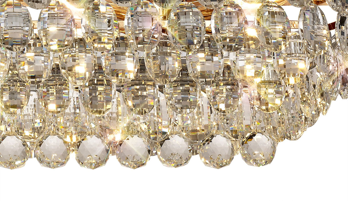 Diyas Coniston Linear Pendant, 8 Light E14, French Gold/Crystal Item Weight: 15.7kg • IL32821