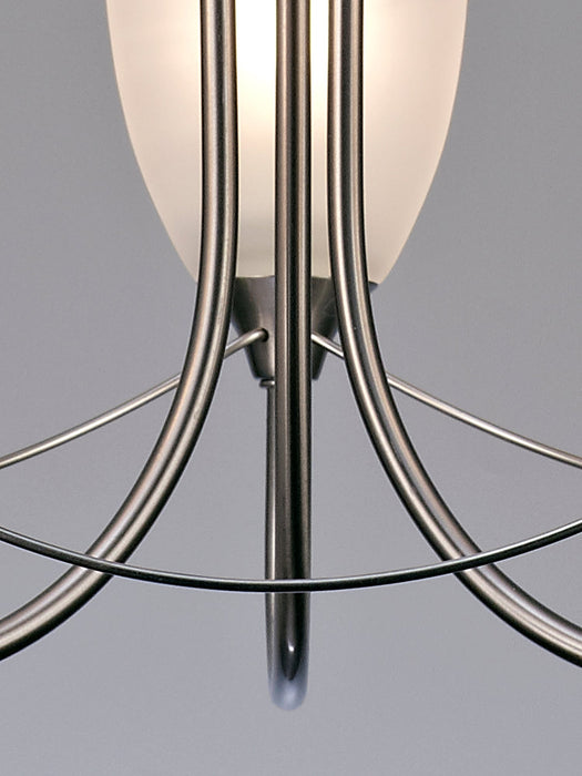 Deco Cooper Ceiling 3 Light Pendant Convertible to Semi FlushE14 Satin Nickel/Opal Glass • D0042