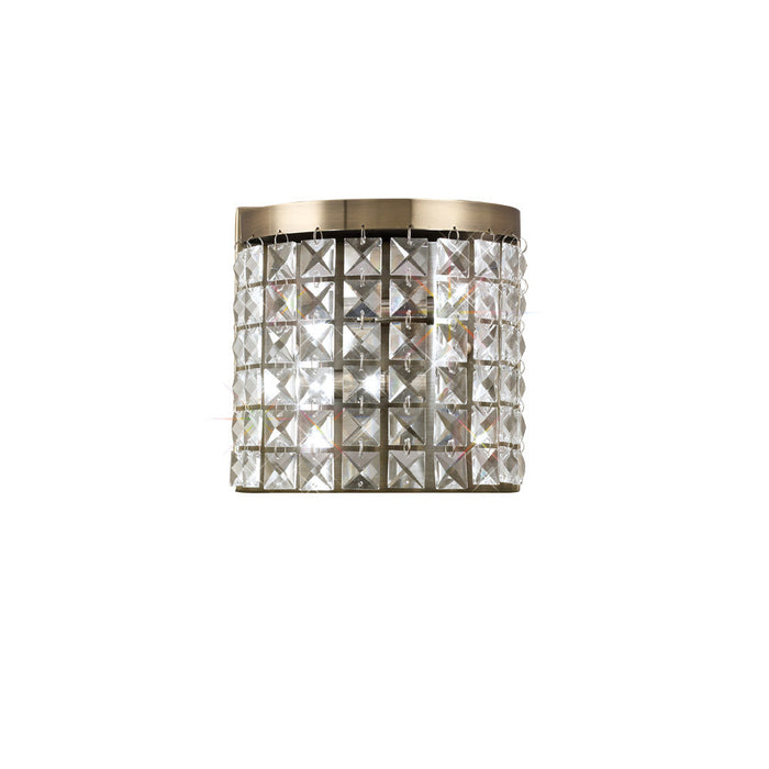 Diyas Cortina Wall Lamp 2 Light G9 Antique Brass/Crystal • IL30091
