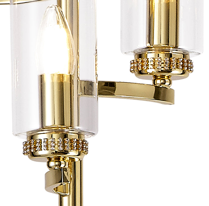 Regal Lighting SL-1961 3 Light Floor Lamp Polished Gold With Clear Glass