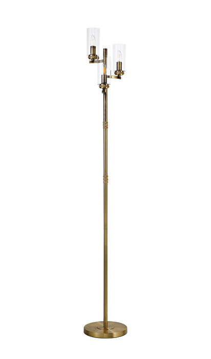 Regal Lighting SL-1959 3 Light Floor Lamp Antique Brass With Clear Glass