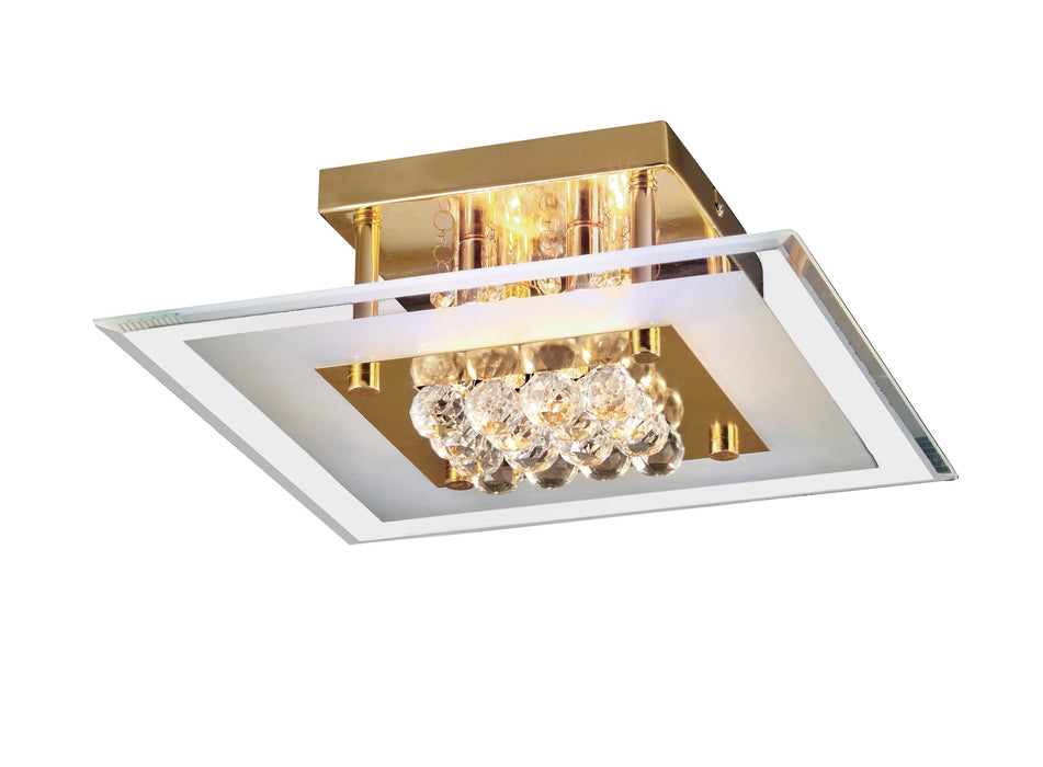 Diyas Delmar Flush Square 4 Light G9 French Gold/Glass/Crystal • IL32023