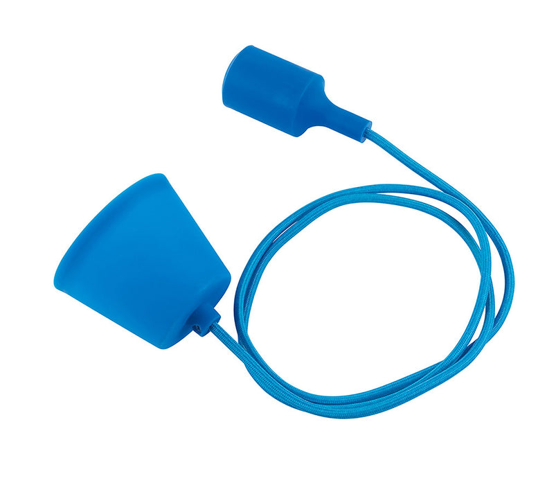 Deco Dreifa 1.5m Suspension Kit 1 Light Blue, 90mm Plastic Base and Silicon Lampholder Cover, E27 Max 60W (Maximum Load 2kg) • D0165