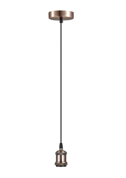 Deco Dreifa 1.5m Suspension Kit 1 Light Antique Copper/Black Braided Cable, E27 Max 60W (Maximum Load 2kg) • D0172