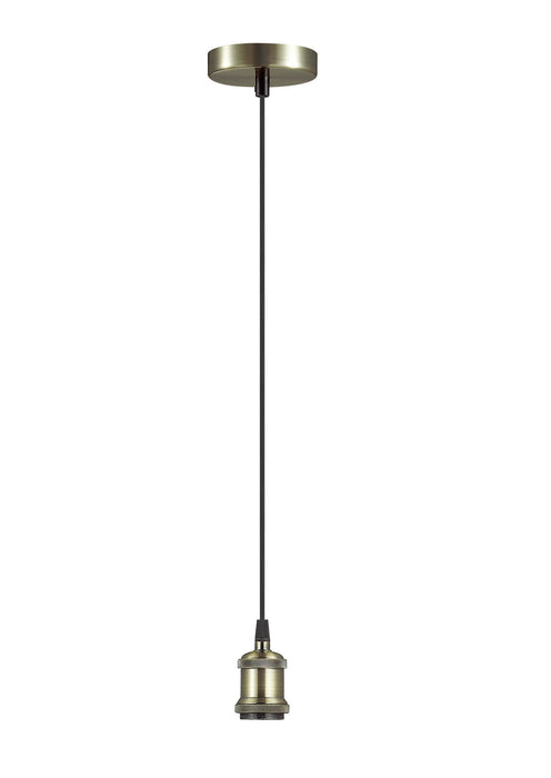Deco Dreifa 1.5m Suspension Kit 1 Light Antique Brass/Antique Base and Black Braided Cable, E27 Max 60W (Maximum Load 2kg) • D0177