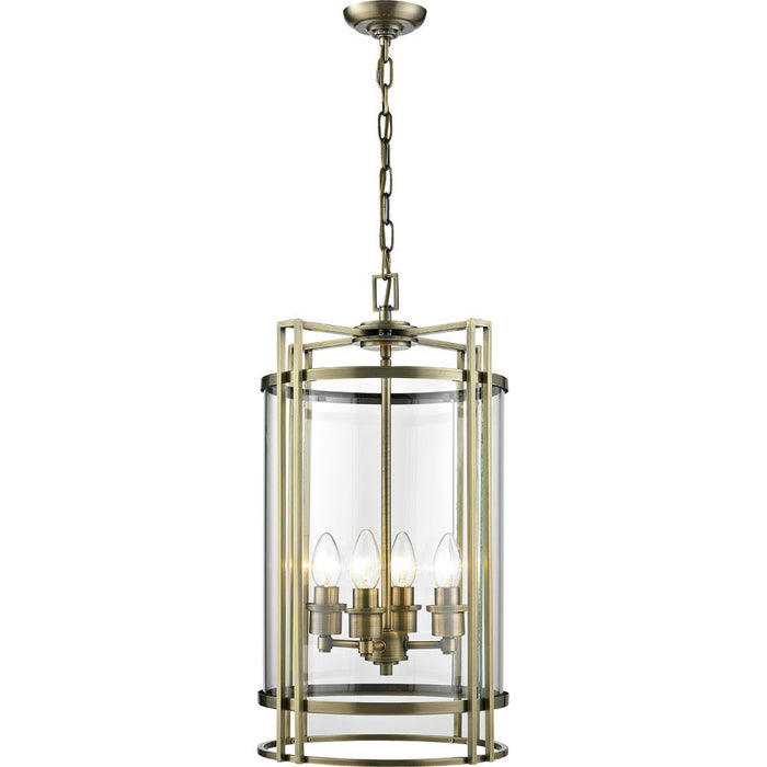 Diyas Eaton Pendant 4 Light E14 Antique Brass/Glass • IL31093