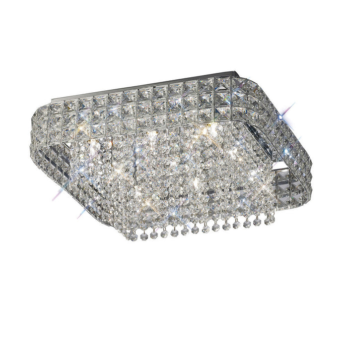 Diyas Edison Ceiling Square 9 Light G9 Polished Chrome/Crystal • IL31153