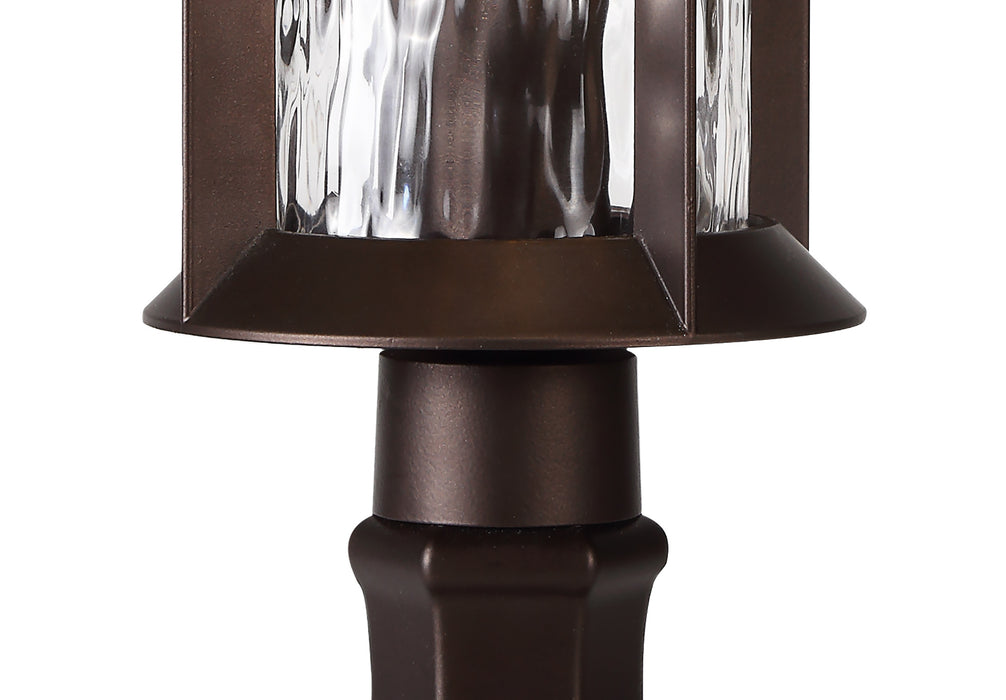 Regal Lighting SL-1863 1 Light Outdoor Post Light Antique Bronze With Clear Ripple Glass IP54