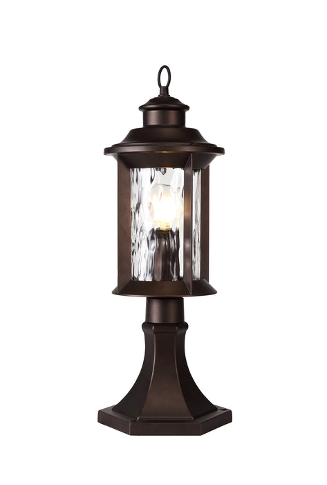 Regal Lighting SL-1863 1 Light Outdoor Post Light Antique Bronze With Clear Ripple Glass IP54