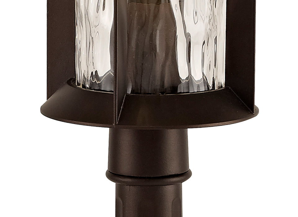 Regal Lighting SL-1862 1 Light Outdoor Post Light Antique Bronze With Clear Ripple Glass IP54