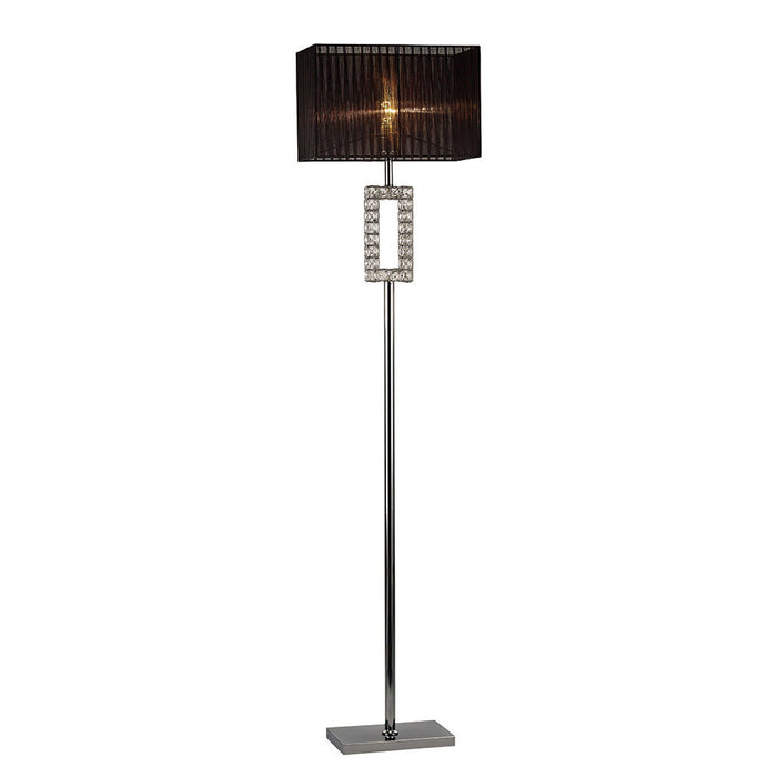 Diyas Florence Rectangle Floor Lamp With Black Shade 1 Light E27 Polished Chrome/Crystal • IL31727