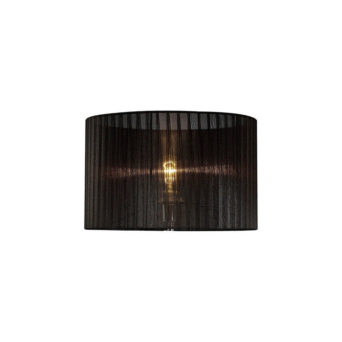 Diyas Florence Round Organza Shade Black 360mm x 230mm, Suitable For Table Lamp • ILS31724