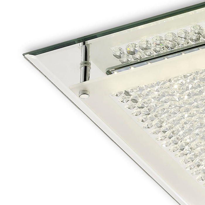 Deco Gina Ceiling, 420mm Square, 21W 1680lm LED 4000K Polished Chrome/Crystal • D0071
