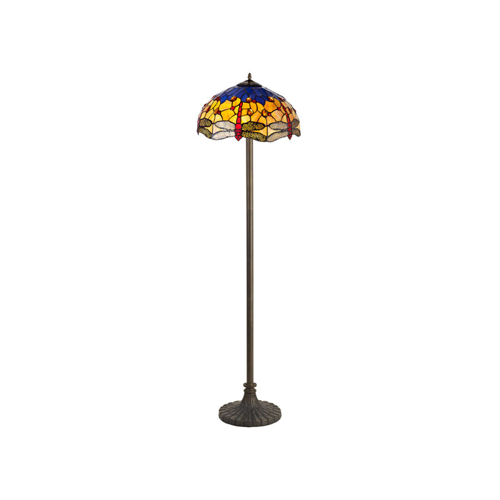 Regal Lighting SL-1401 2 Light Stepped Tiffany Floor Lamp 40cm Blue And Orange With Clear Crystal Shade