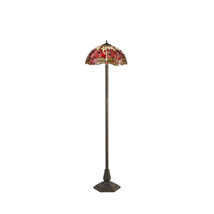 Regal Lighting SL-1381 2 Light Octagonal Tiffany Floor Lamp 40cm Purple And Pink With Clear Crystal Shade