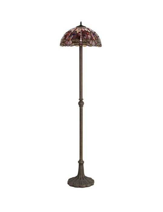 Regal Lighting SL-1379 2 Light Leaf Tiffany Floor Lamp 40cm Purple And Pink With Clear Crystal Shade